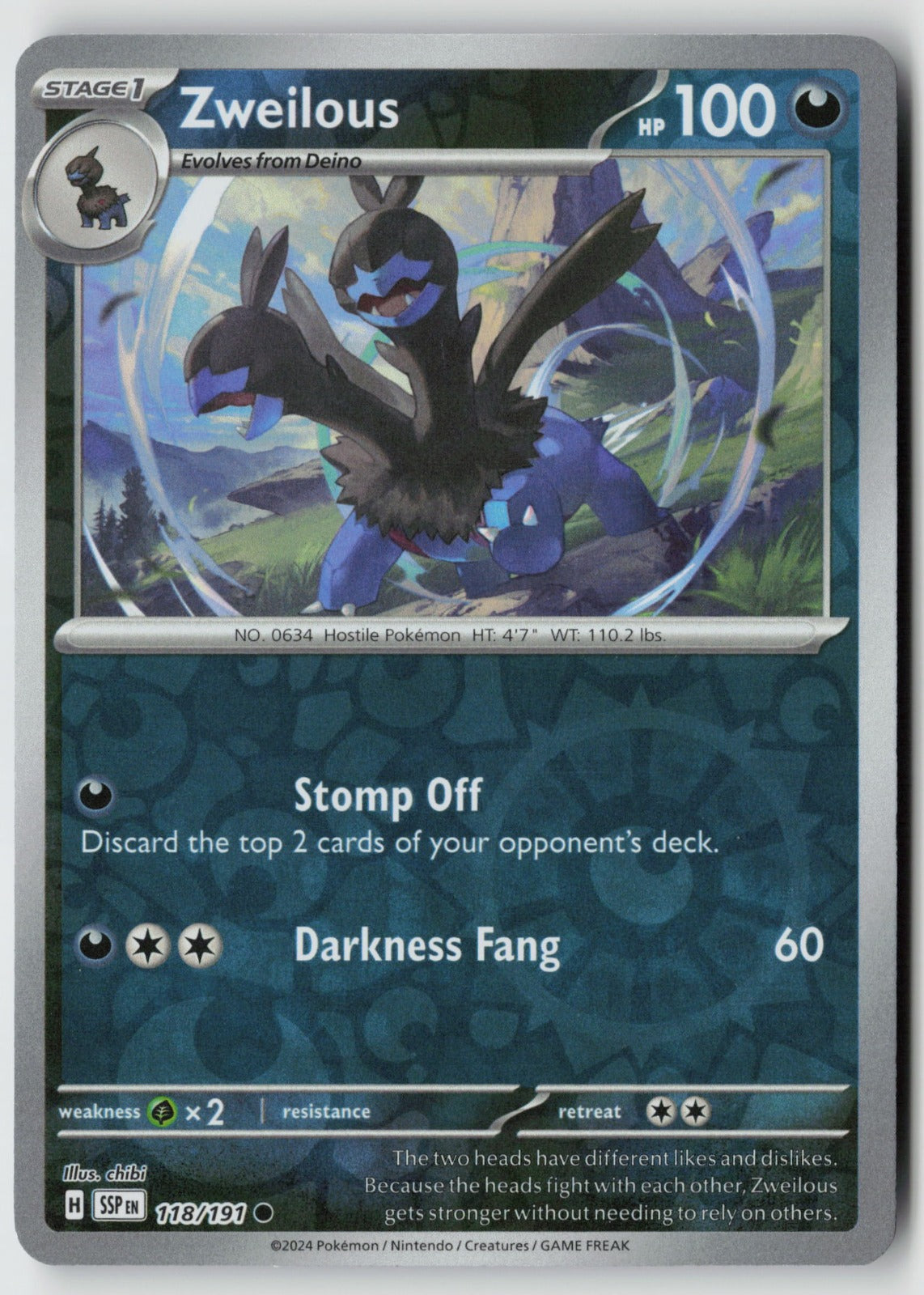 Zweilous 118/191 SV08: Surging Sparks Common Reverse Holo NM chibi