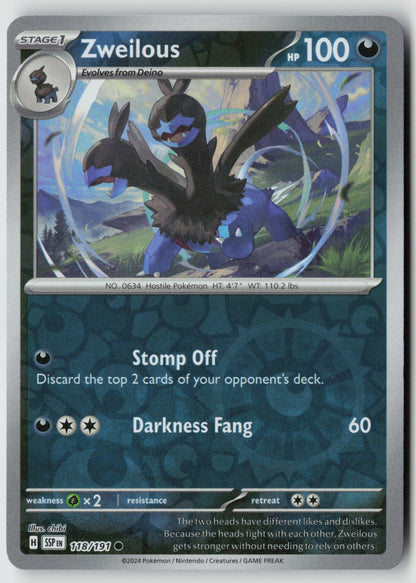 Zweilous 118/191 SV08: Surging Sparks Common Reverse Holo NM chibi