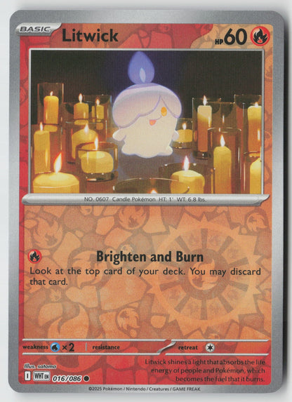 Litwick 016/086 SV: White Flare Common Reverse Holo NM satoma