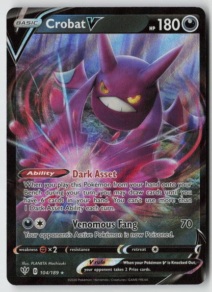 Crobat V 104/189 SWSH03: Darkness Ablaze Ultra Rare Holo NM PLANETA Mochizuki