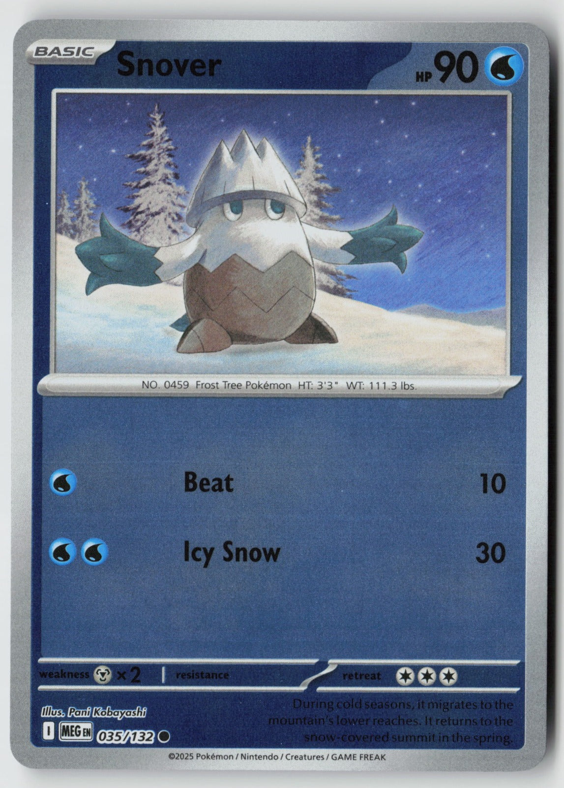 Snover 035/132 ME01: Mega Evolution Common Reverse Holo NM Pani Kobayashi