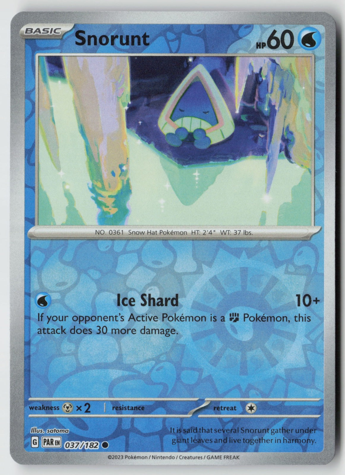 Snorunt 037/182 SV04: Paradox Rift Common Reverse Holo NM satoma