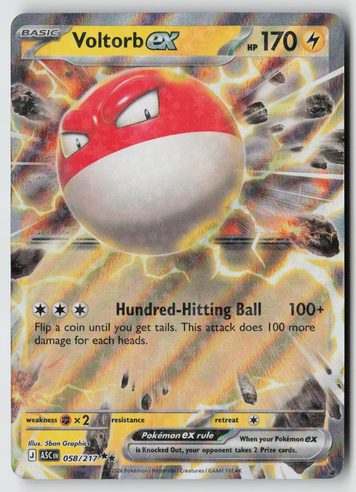 Voltorb ex 058/217 ME: Ascended Heroes Double Rare Holo NM 5ban Graphics