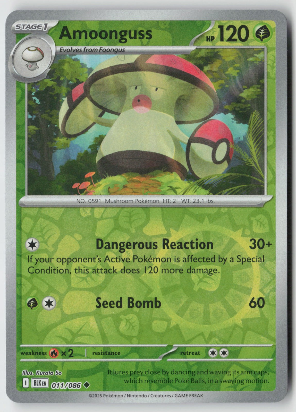 Amoonguss 011/086 SV: Black Bolt Uncommon Reverse Holo NM Kurata So