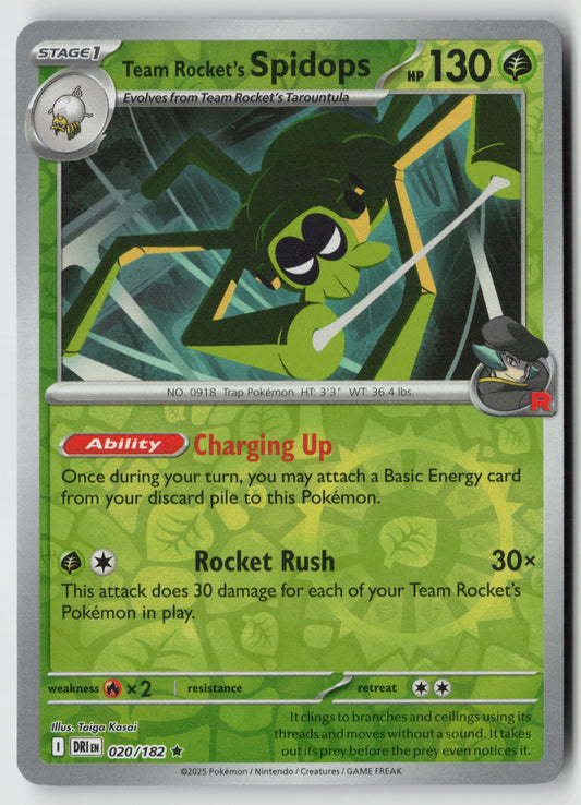 Team Rocket's Spidops 020/182 SV10: Destined Rivals Rare Reverse Holo NM