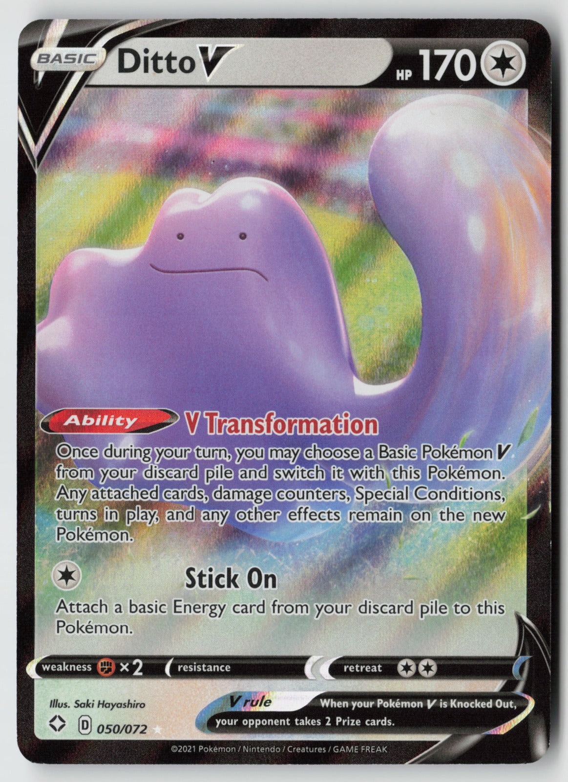 Ditto V 050/072 Shining Fates Ultra Rare Holo NM Saki Hayashiro