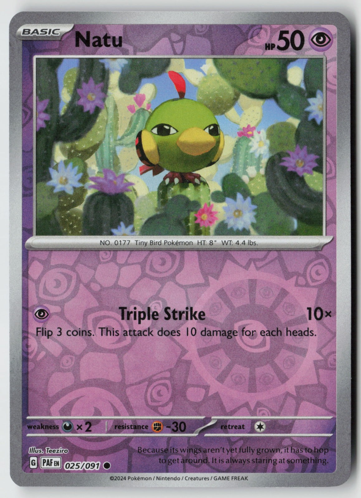 Natu 025/091 SV: Paldean Fates Common Reverse Holo NM Teeziro