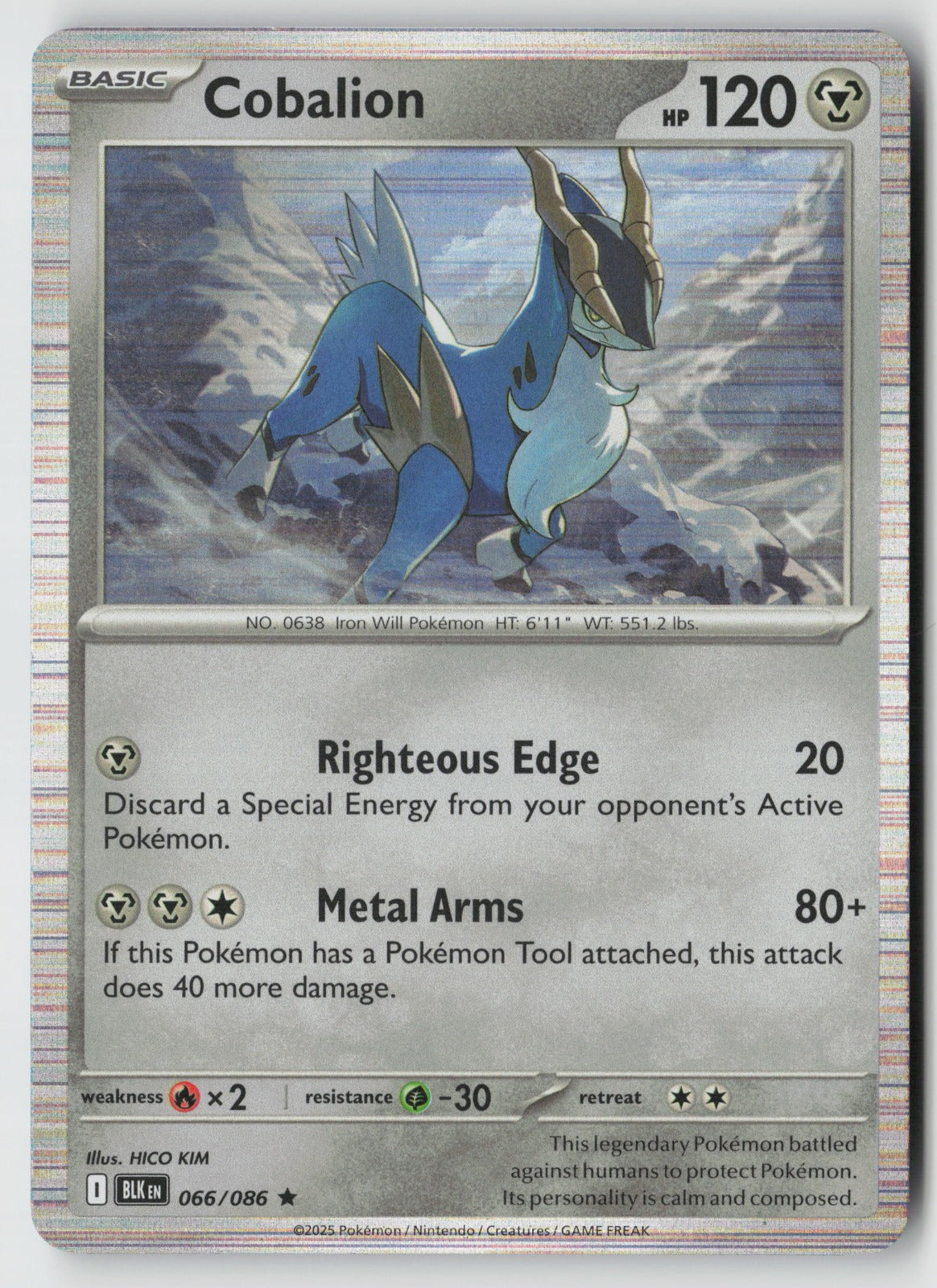 Cobalion 066/086 SV: Black Bolt Rare Holo NM HICO KIM