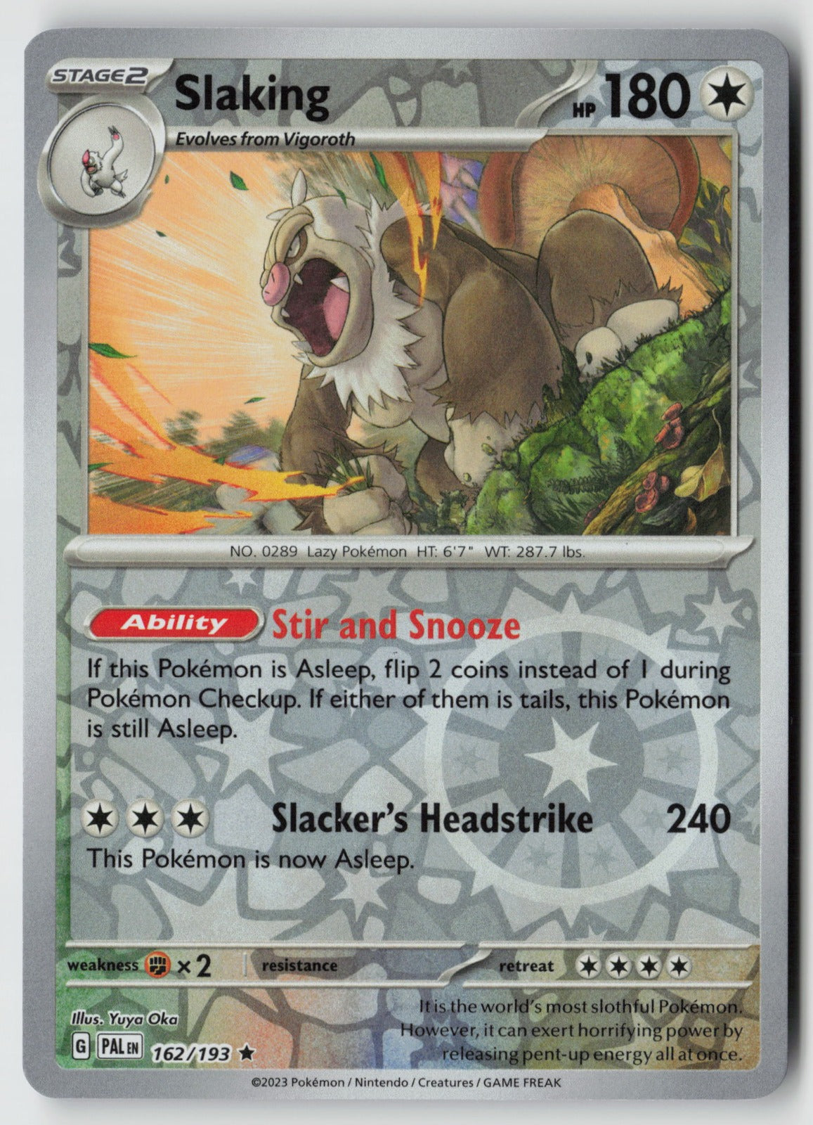Slaking 162/193 SV02: Paldea Evolved Rare Reverse Holo NM Yuya Oka
