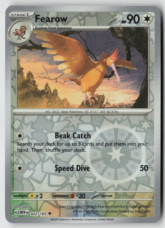 Fearow 022/165 SV: Scarlet & Violet 151 Uncommon Reverse Holo NM Gemi