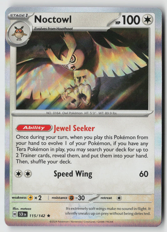 Noctowl 115/142 SV07: Stellar Crown Rare Holo NM matazo