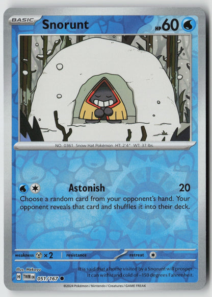 Snorunt 051/167 SV06: Twilight Masquerade Common Reverse Holo NM Mékayu