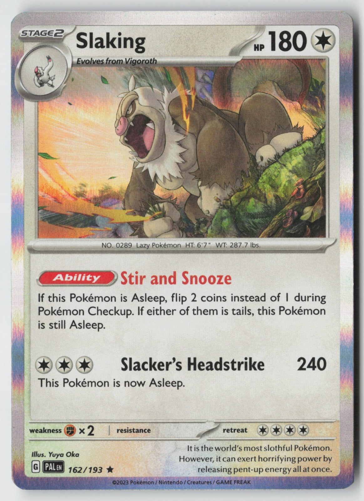 Slaking 162/193 SV02: Paldea Evolved Rare Holo NM Yuya Oka