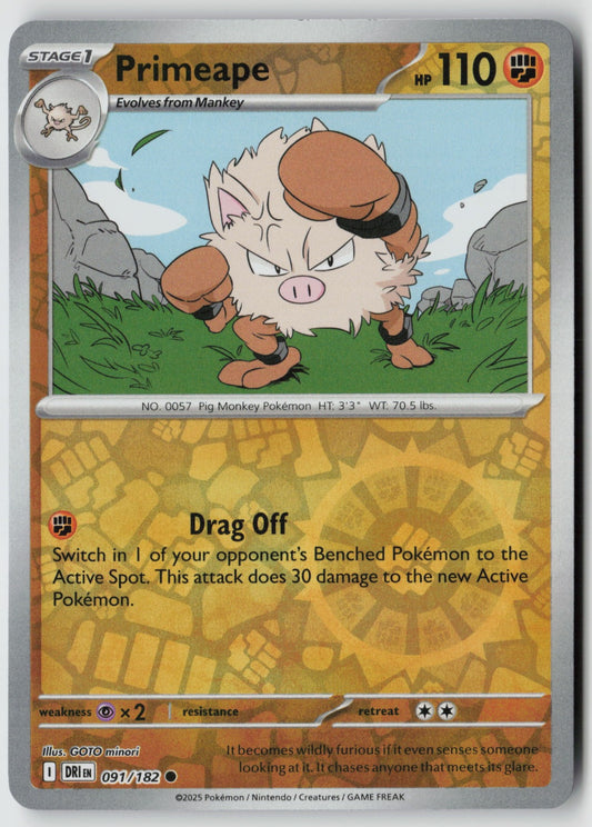 Primeape 091/182 SV10: Destined Rivals Common Reverse Holo NM Kuroimori
