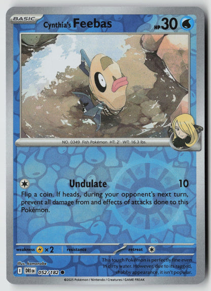 Cynthia's Feebas 052/182 SV10: Destined Rivals Common Reverse Holo NM