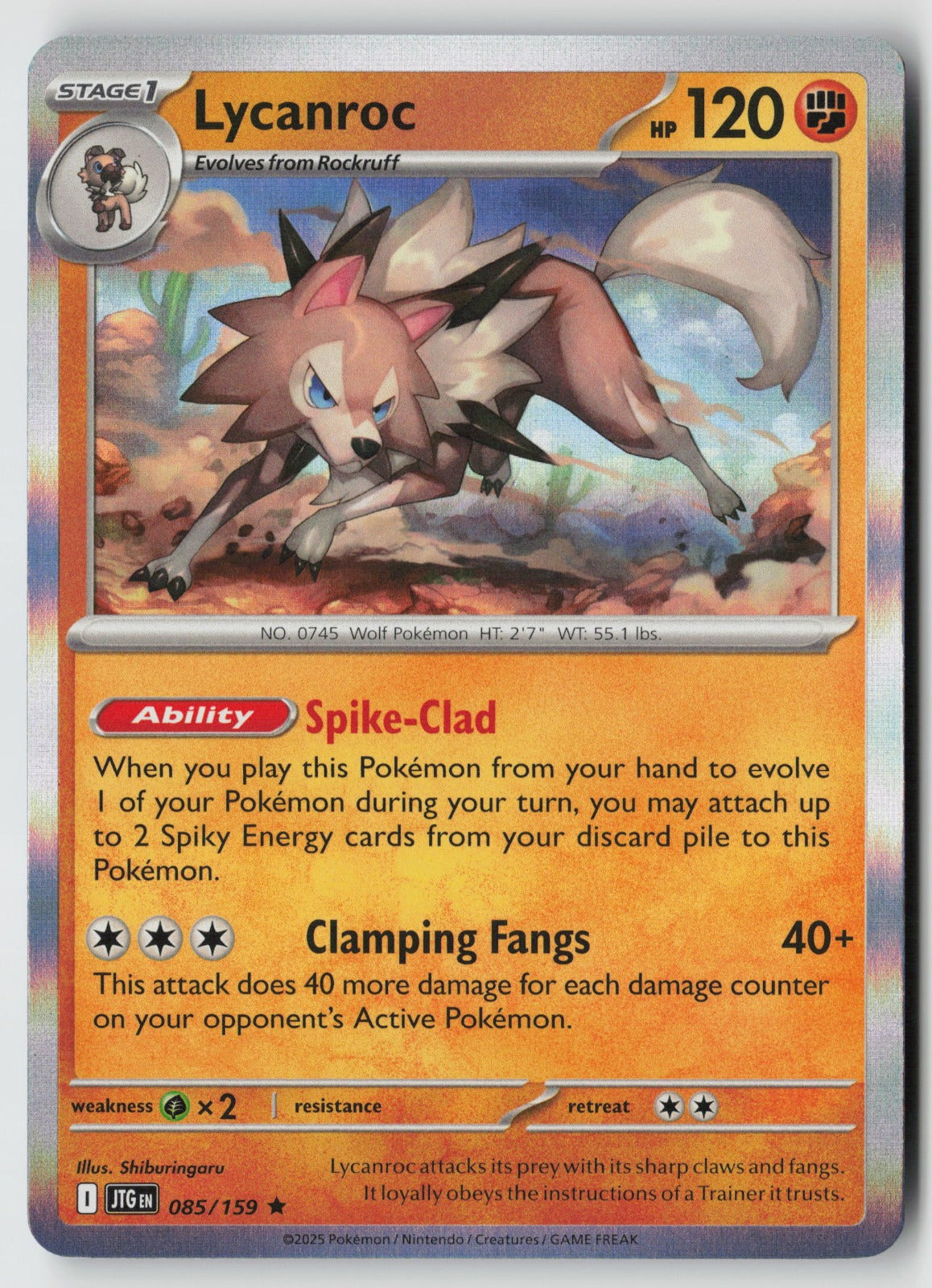 Lycanroc 085/159 SV09: Journey Together Rare Holo NM Shiburingaru