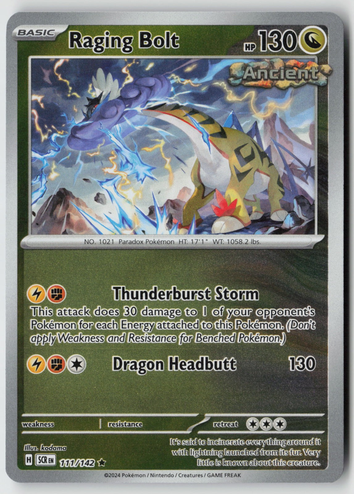 Raging Bolt 111/142 SV07: Stellar Crown Rare Reverse Holo NM kodama