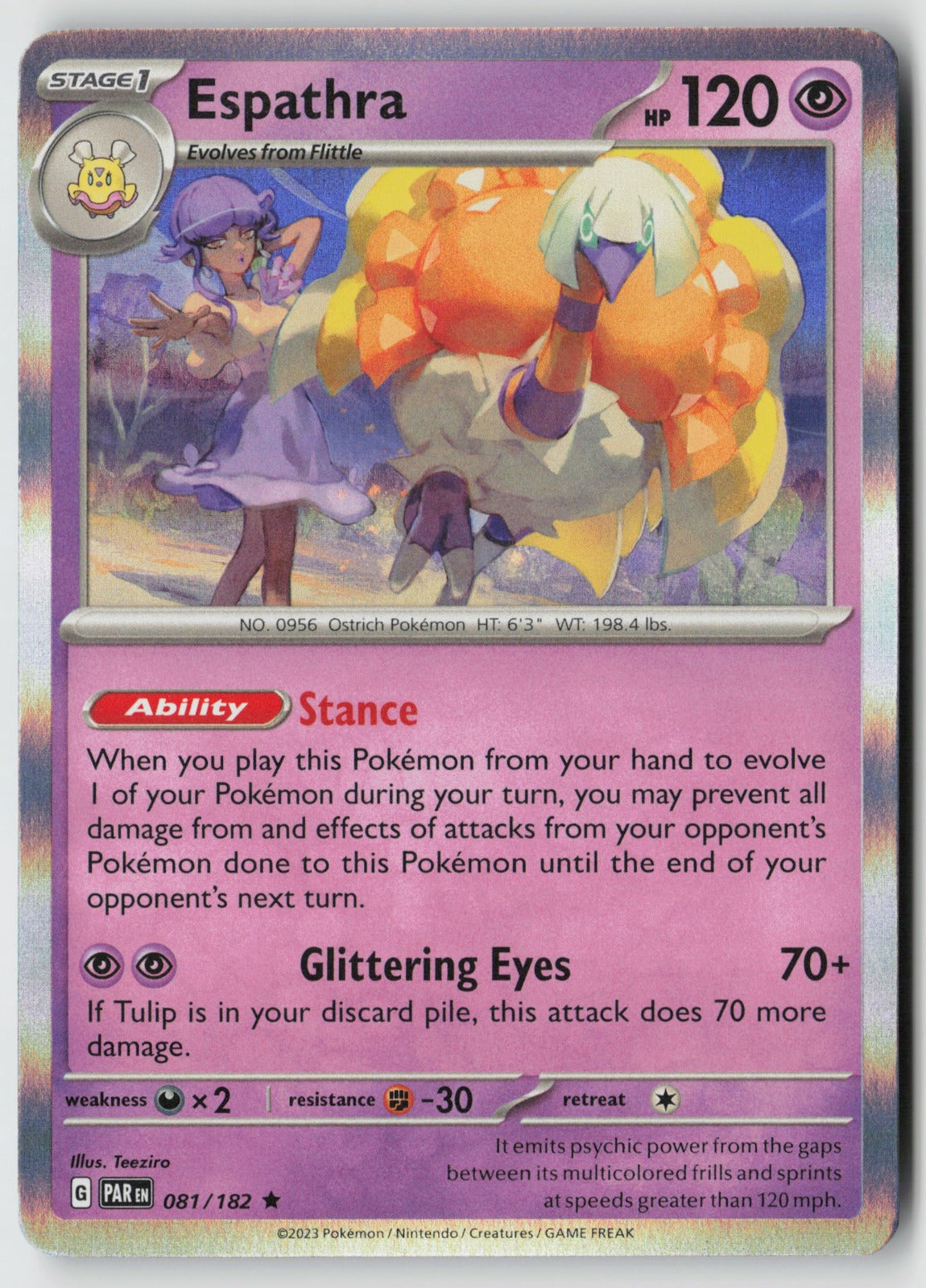 Espathra 081/182 SV04: Paradox Rift Rare Holo NM Teeziro