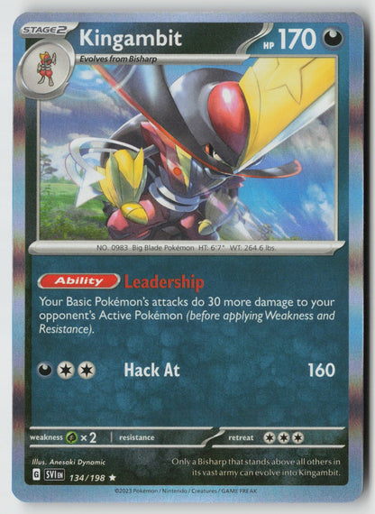 Kingambit 134/198 SV01: Scarlet & Violet Base Set Rare Holo NM Shin Nagasawa