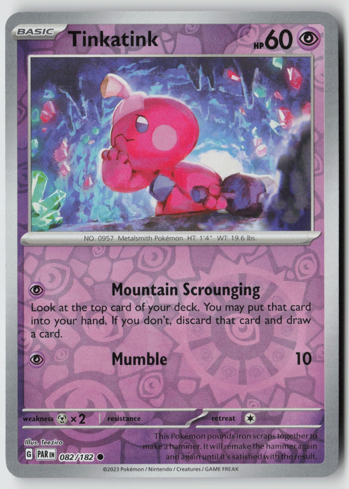 Tinkatink 082/182 SV04: Paradox Rift Common Reverse Holo NM Teeziro