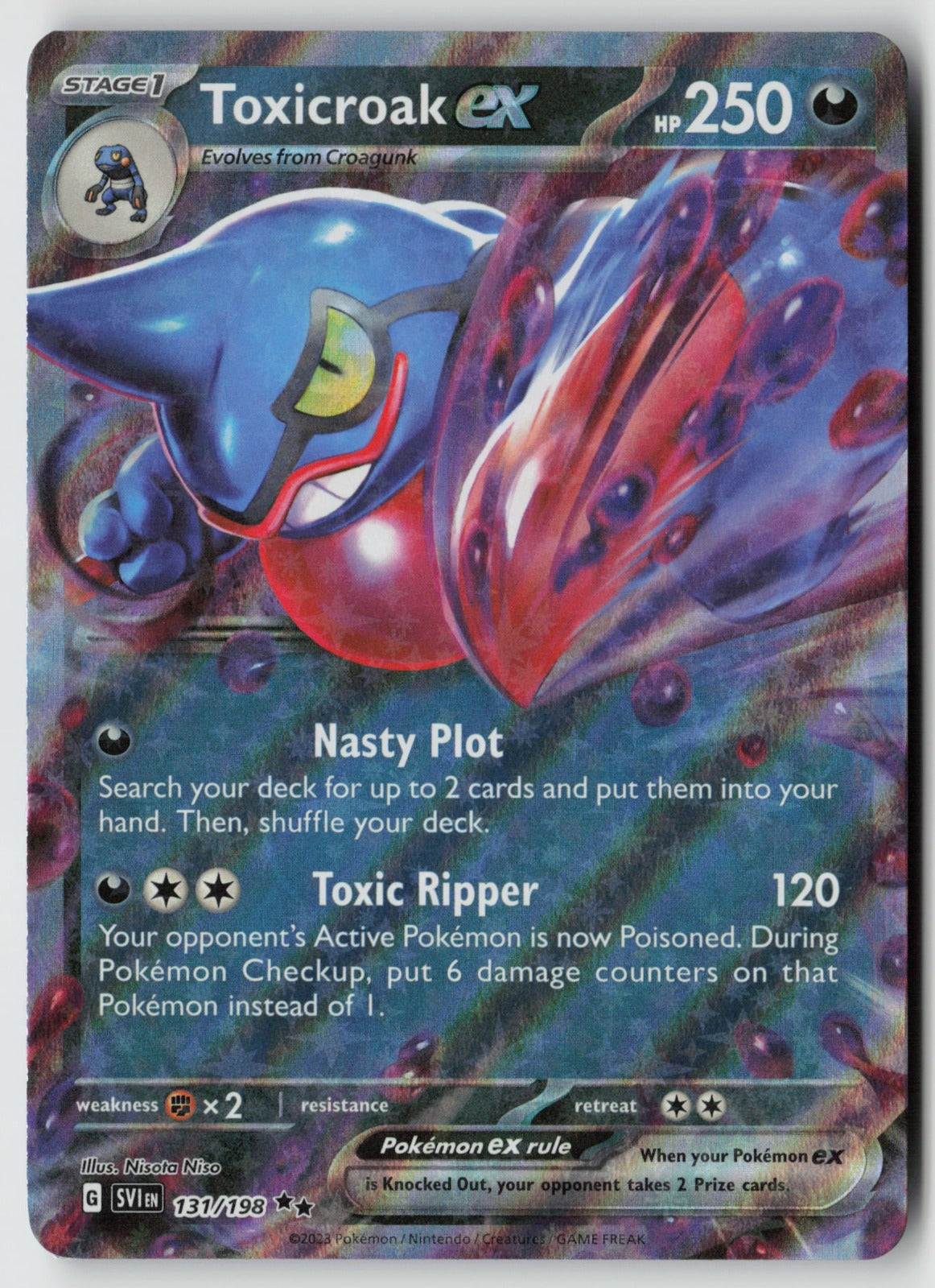 Toxicroak ex 131/198 SV01: Scarlet & Violet Base Set Double Rare Holo NM Uta