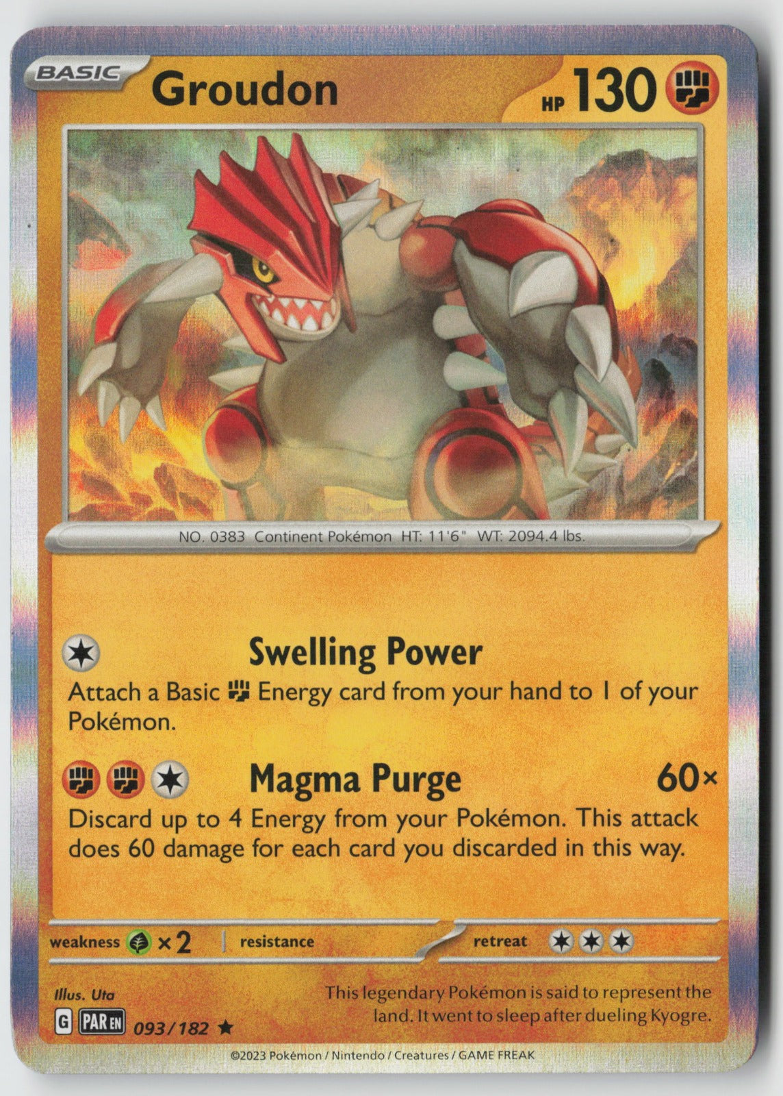 Groudon 093/182 SV04: Paradox Rift Rare Holo NM Uta