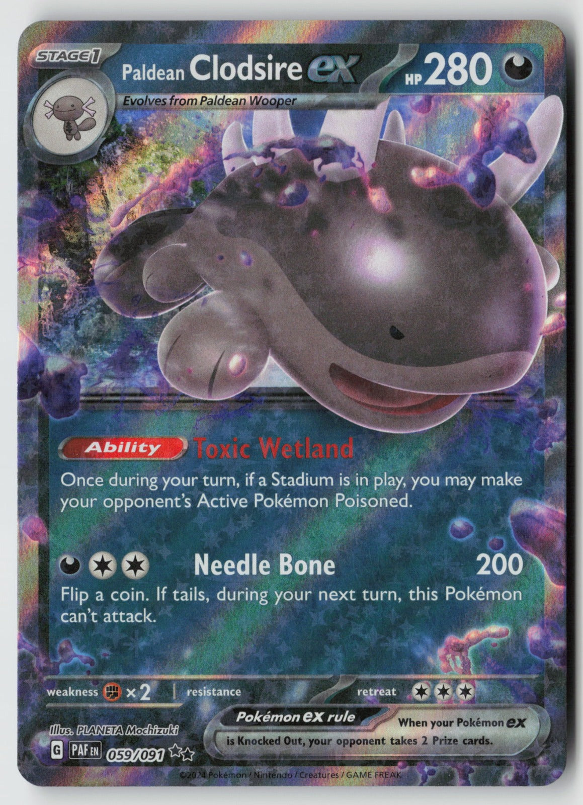 Paldean Clodsire ex 059/091 SV: Paldean Fates Double Rare Holo NM