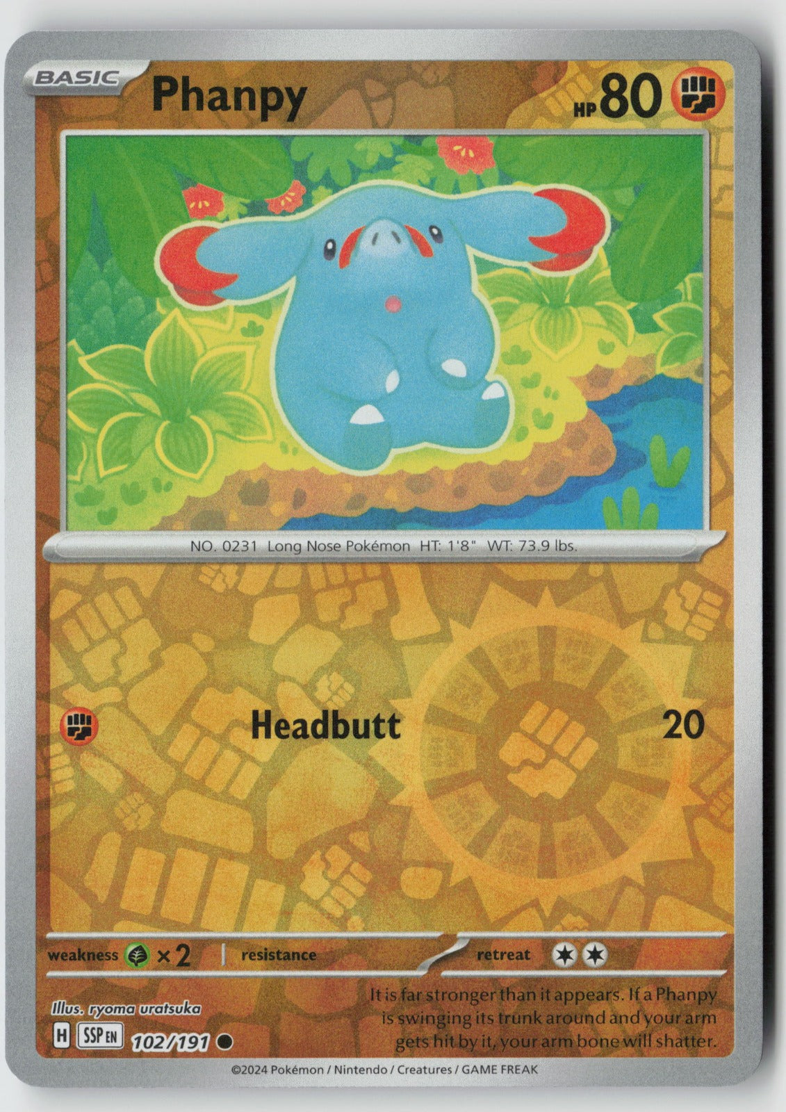 Phanpy 102/191 SV08: Surging Sparks Common Reverse Holo NM ryoma uratsuka