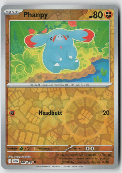 Phanpy 102/191 SV08: Surging Sparks Common Reverse Holo NM ryoma uratsuka
