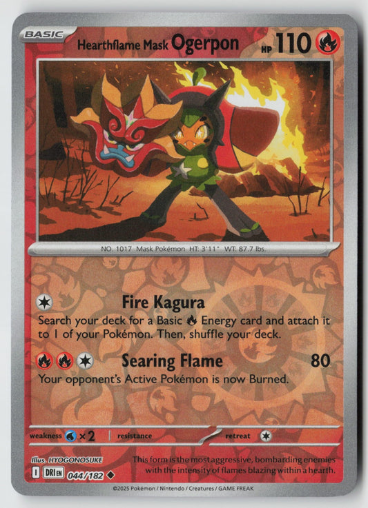 Hearthflame Mask Ogerpon 044/182 SV10: Destined Rivals Uncommon Reverse Holo NM
