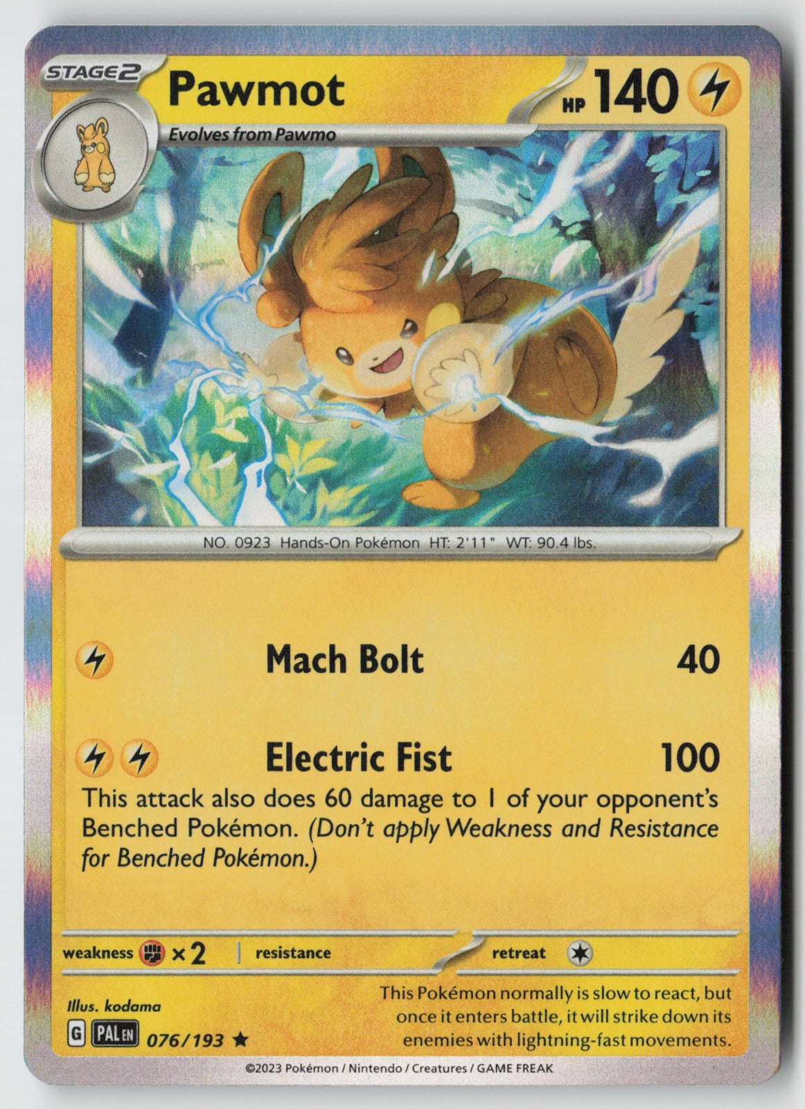 Pawmot 076/193 SV02: Paldea Evolved Rare Holo NM kodama