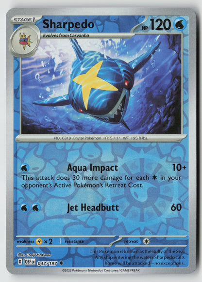 Sharpedo 047/197 SV03: Obsidian Flames Uncommon Reverse Holo NM Tonji Matsuno