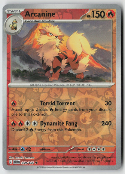 Arcanine 059/165 SV: Scarlet & Violet 151 Uncommon Reverse Holo NM