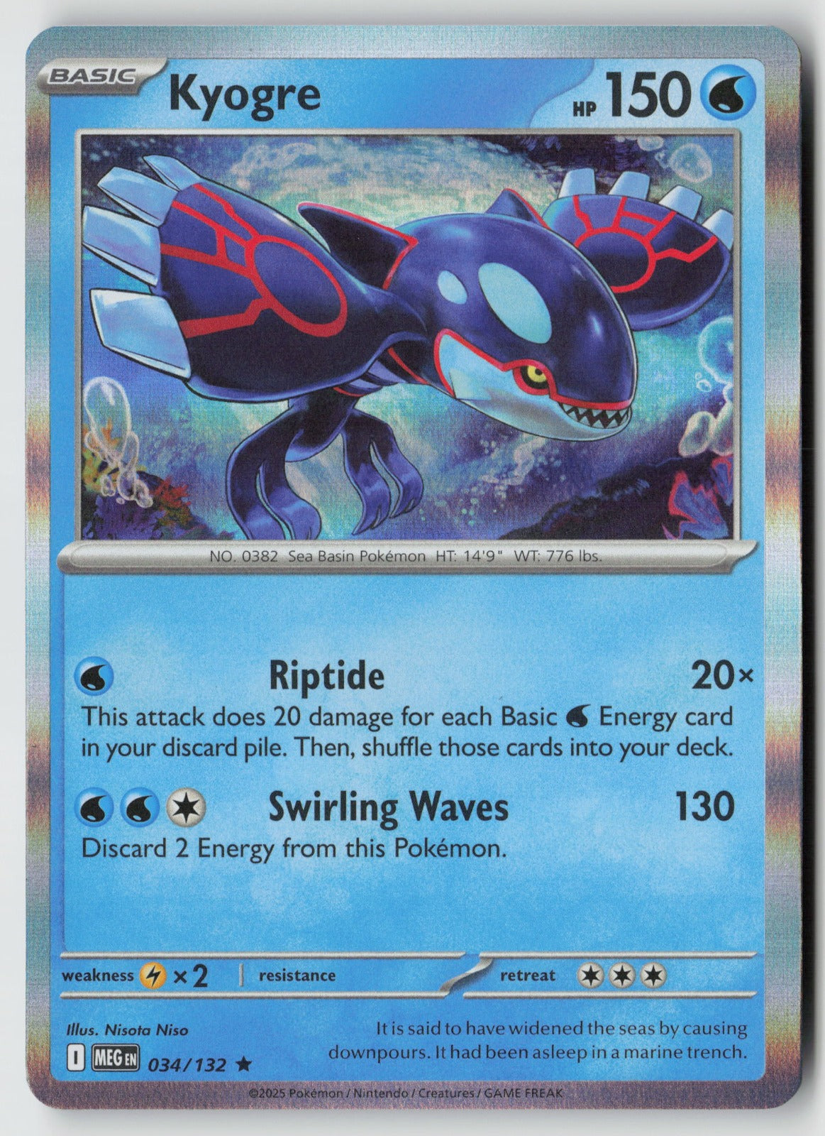 Kyogre 034/132 ME01: Mega Evolution Rare Holo NM Nisota Niso