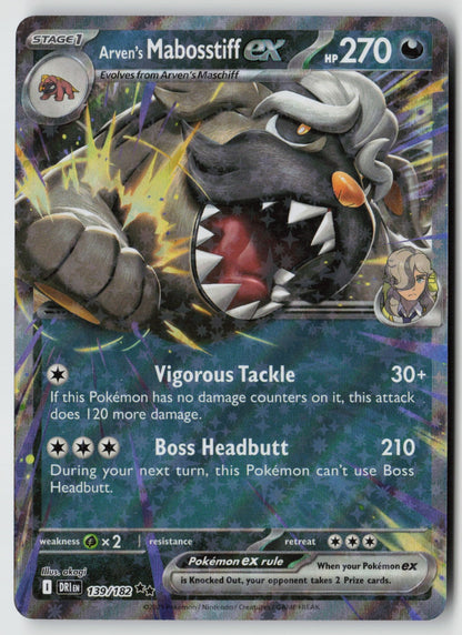 Arven's Mabosstiff ex 139/182 SV10: Destined Rivals Double Rare Holo NM