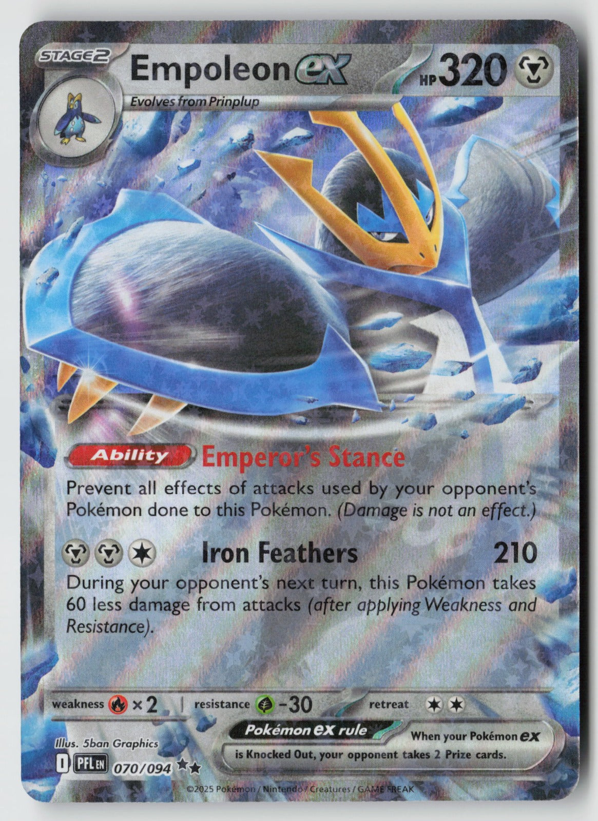 Empoleon ex 070/094 ME02: Phantasmal Flames Double Rare Holo NM 5ban Graphics