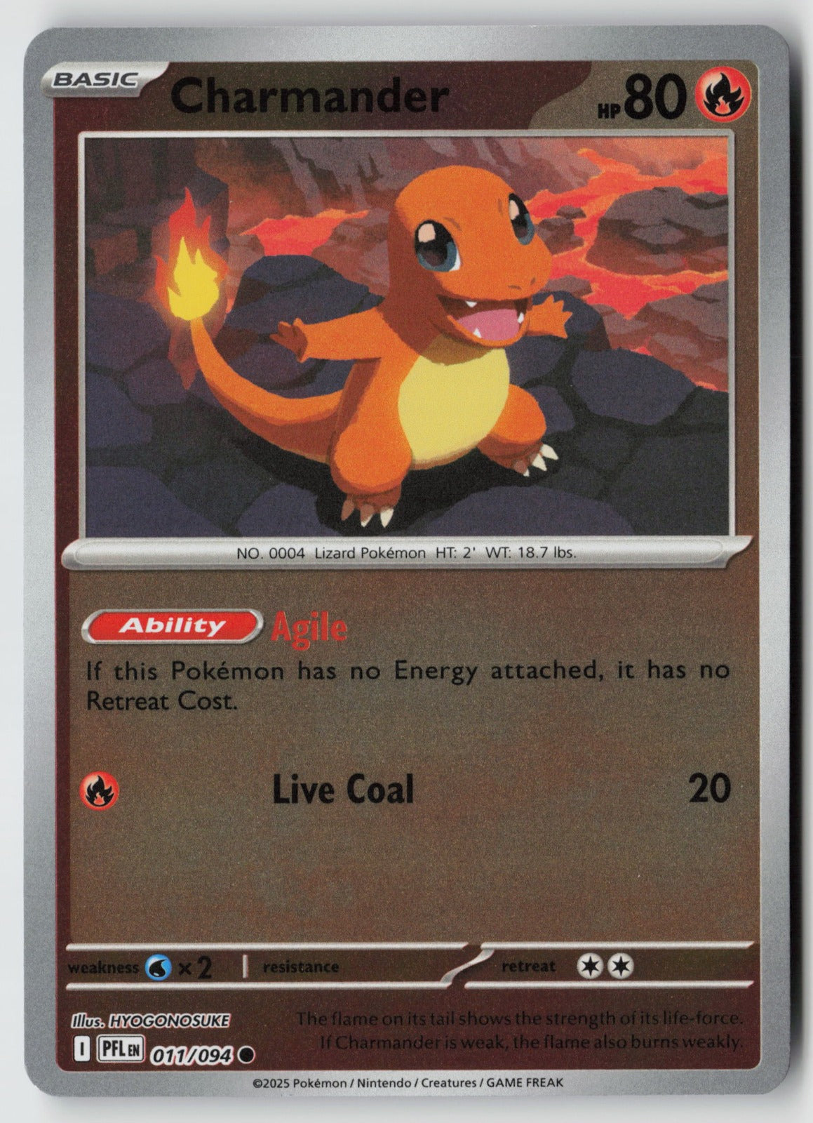 Charmander 011/094 ME02: Phantasmal Flames Common Reverse Holo NM HYOGONOSUKE
