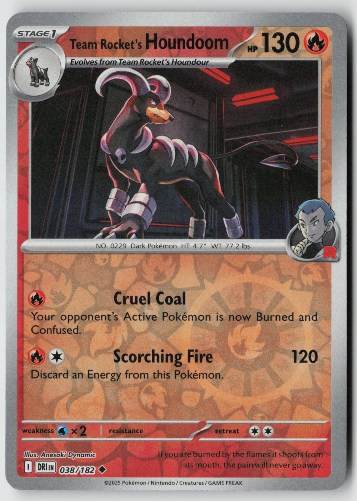 Team Rocket's Houndoom 038/182 SV10: Destined Rivals Uncommon Reverse Holo NM