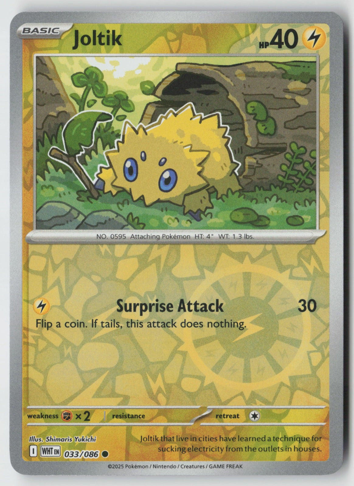 Joltik 033/086 SV: White Flare Common Reverse Holo NM Shimaris Yukichi