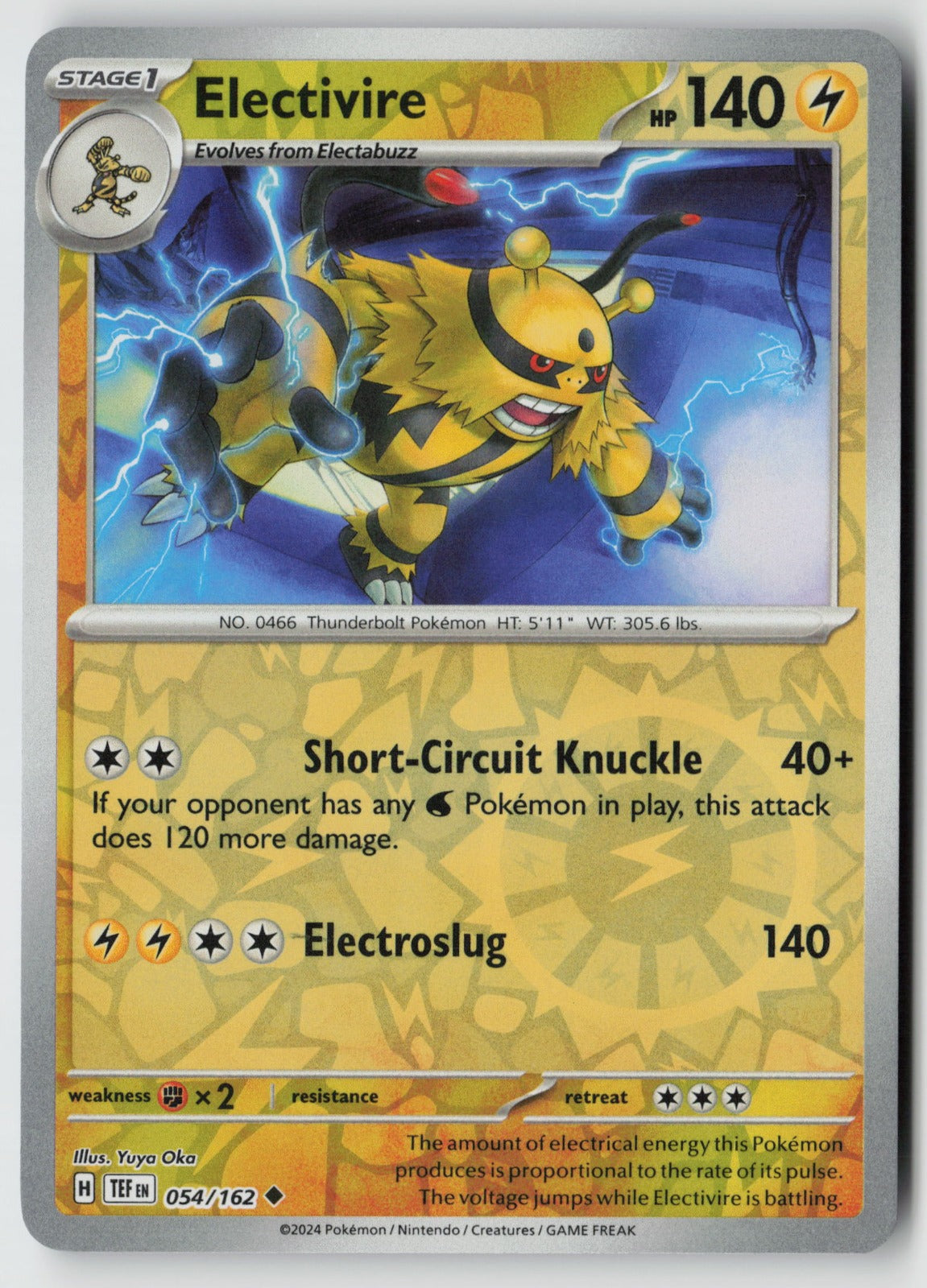 Electivire 054/162 SV05: Temporal Forces Uncommon Reverse Holo NM Yuya Oka