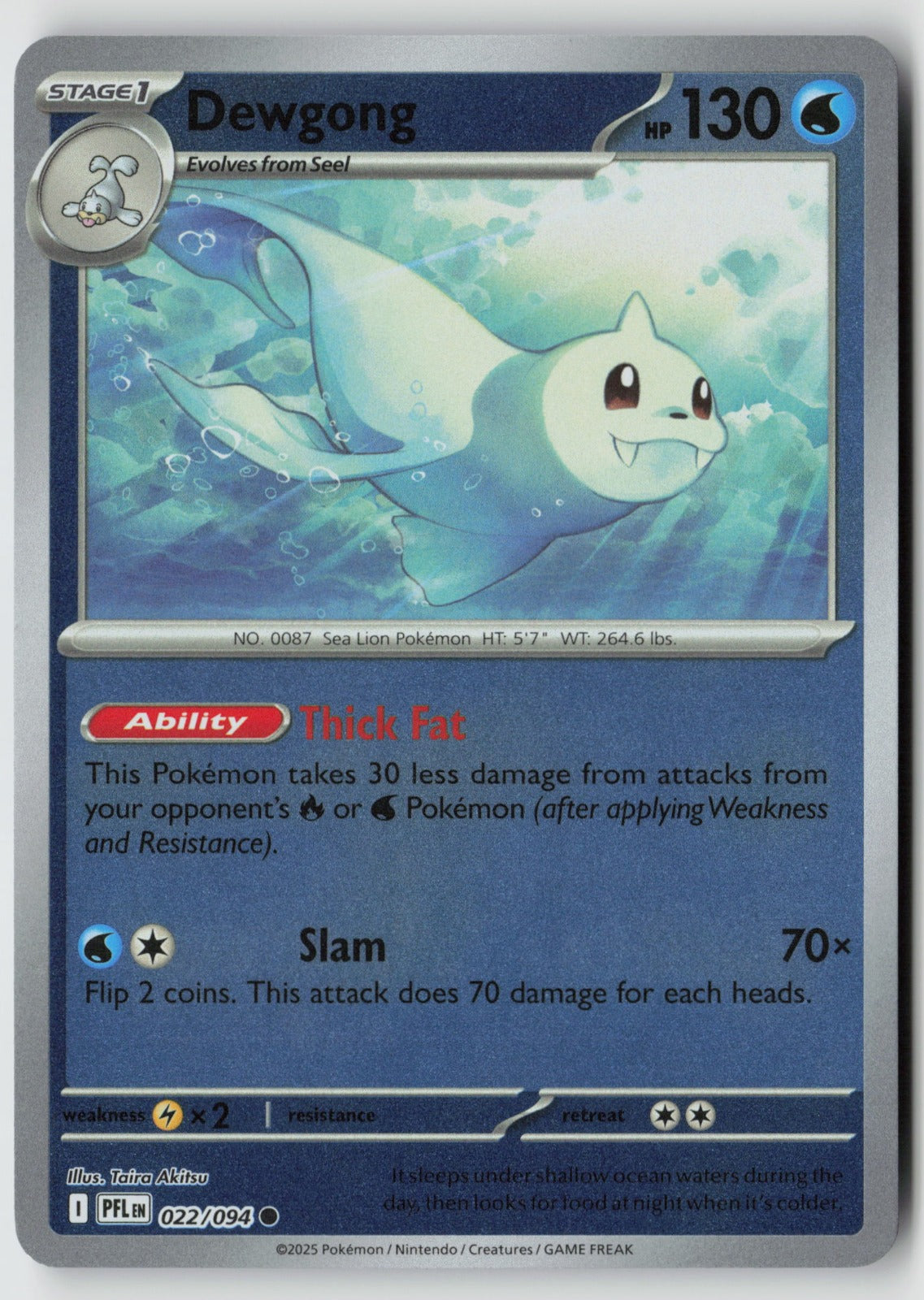 Dewgong 022/094 ME02: Phantasmal Flames Common Reverse Holo NM Taira Akitsu