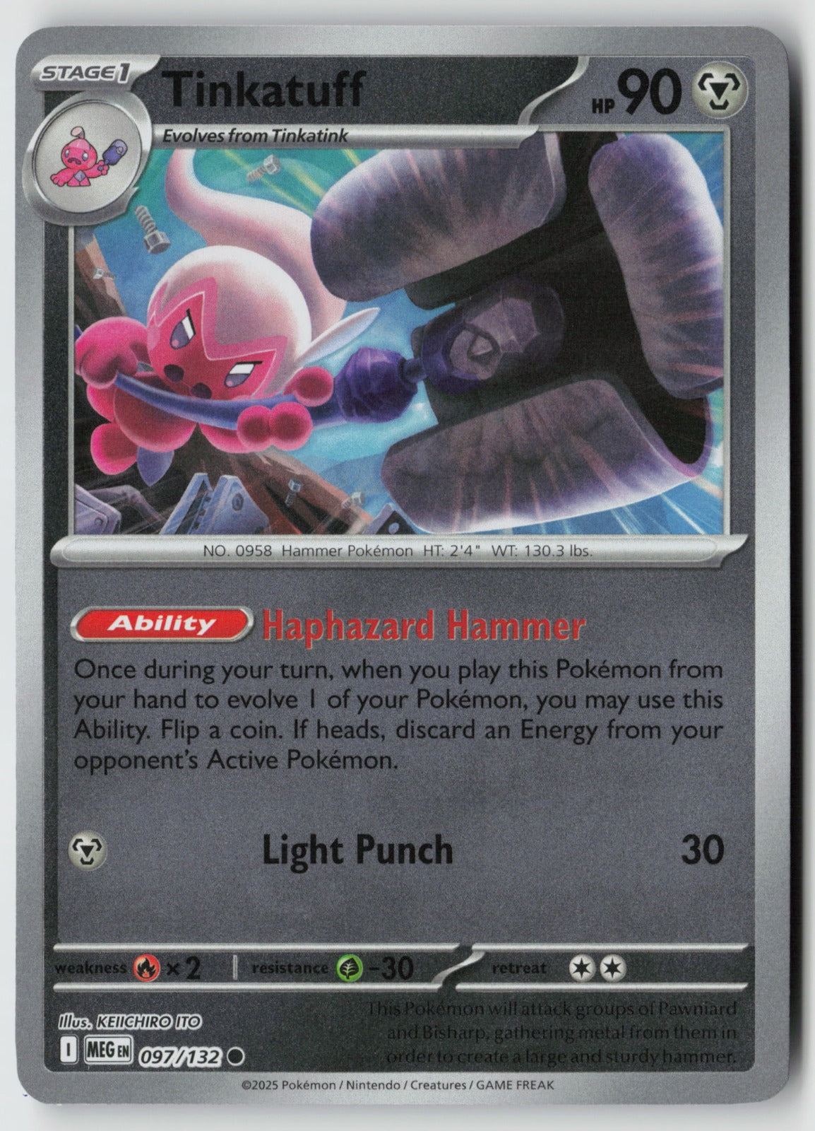 Tinkatuff 097/132 ME01: Mega Evolution Common Reverse Holo NM KEIICHIRO ITO