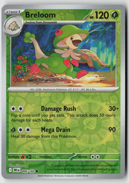 Breloom 006/182 SV10: Destined Rivals Common Reverse Holo NM nisimono