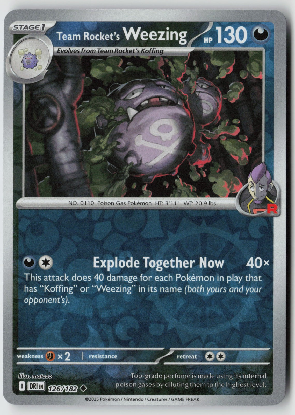 Team Rocket's Weezing 126/182 SV10: Destined Rivals Uncommon Reverse Holo NM