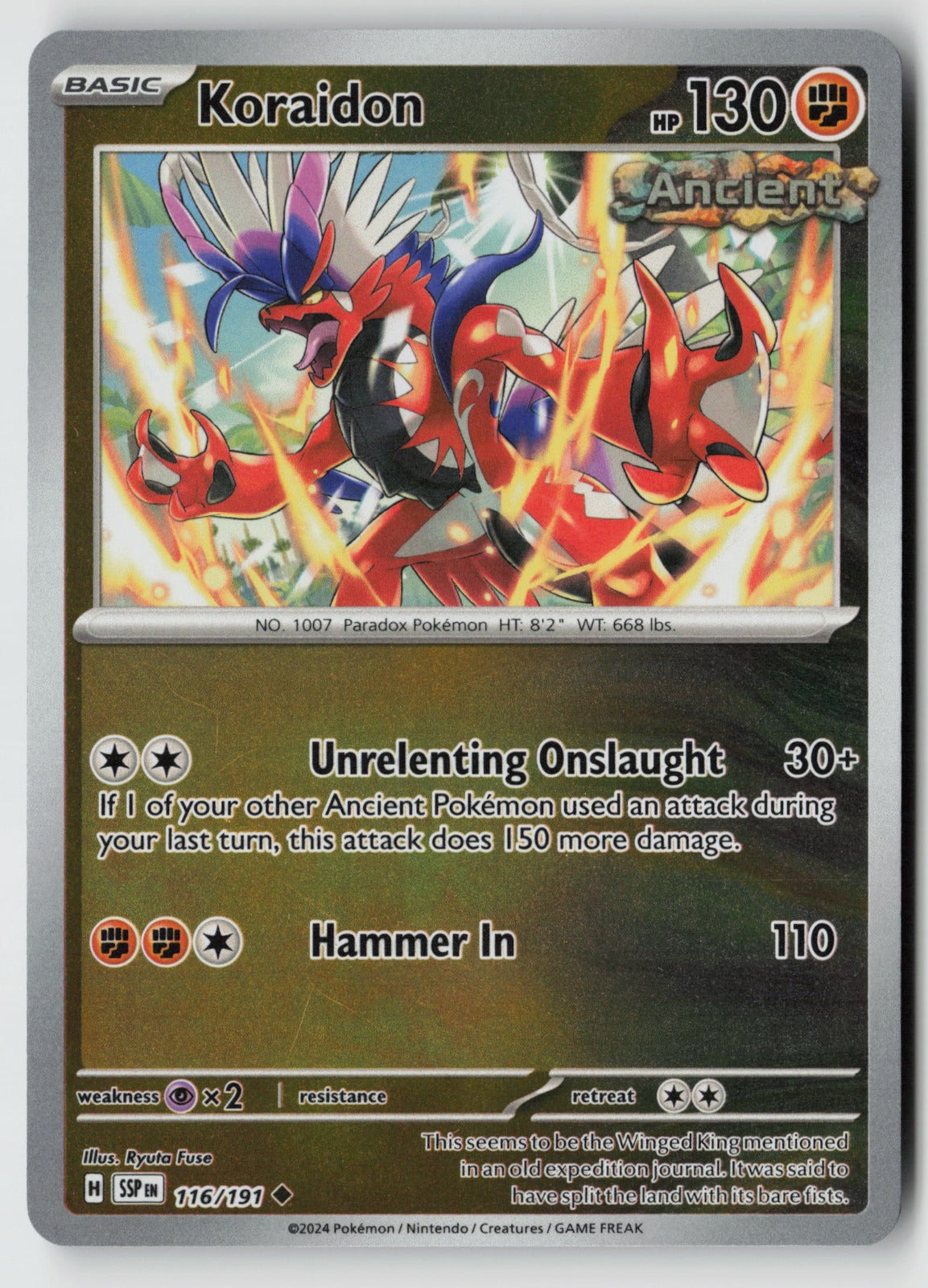 Koraidon 116/191 SV08: Surging Sparks Uncommon Reverse Holo NM Ryuta Fuse