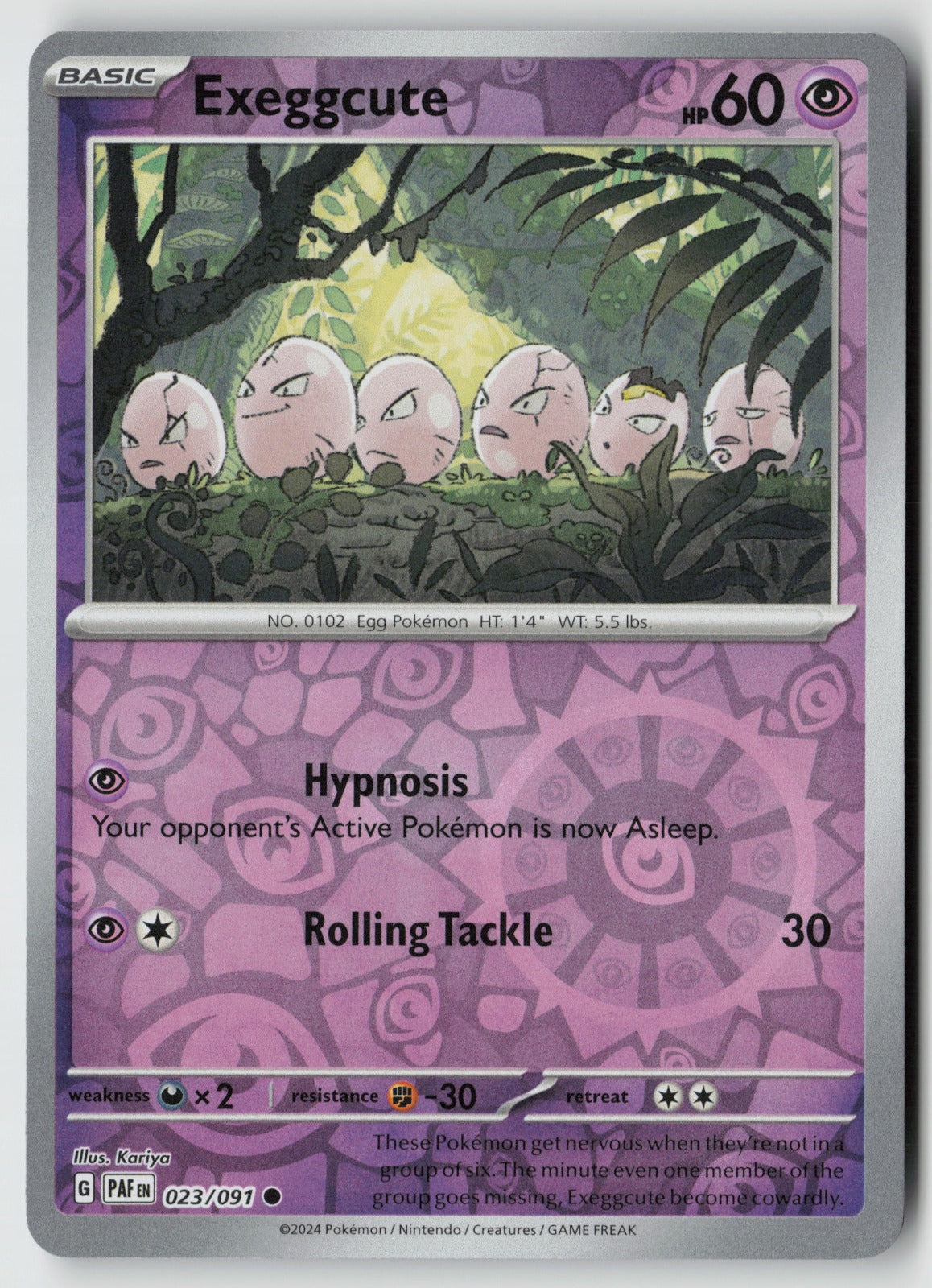Exeggcute 023/091 SV: Paldean Fates Common Reverse Holo NM Kariya