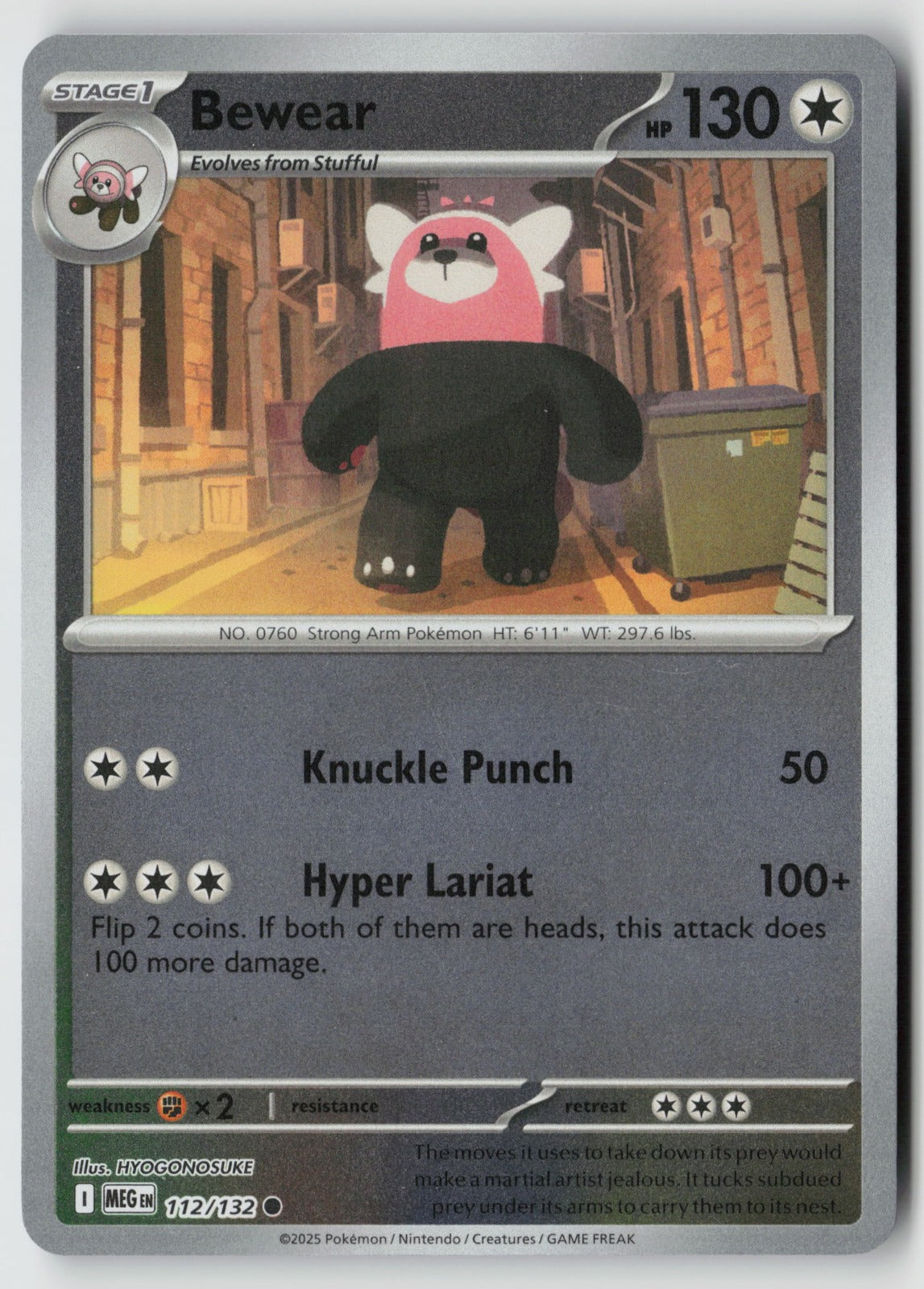 Bewear 112/132 ME01: Mega Evolution Common Reverse Holo NM HYOGONOSUKE