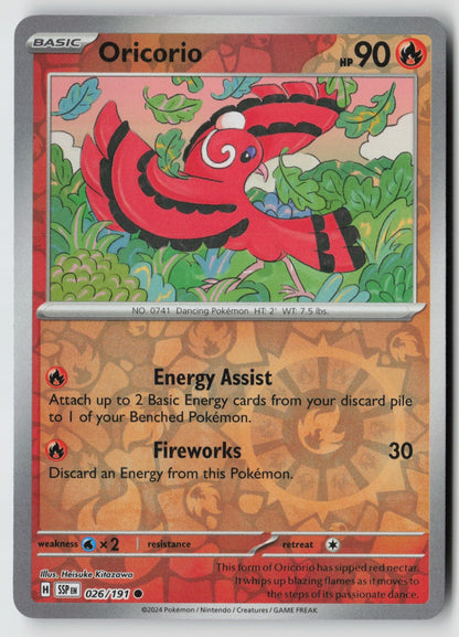 Oricorio 026/191 SV08: Surging Sparks Common Reverse Holo NM Heisuke Kitazawa