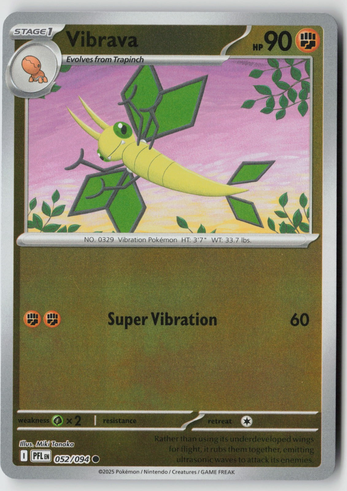 Vibrava 052/094 ME02: Phantasmal Flames Common Reverse Holo NM Miki Tanaka