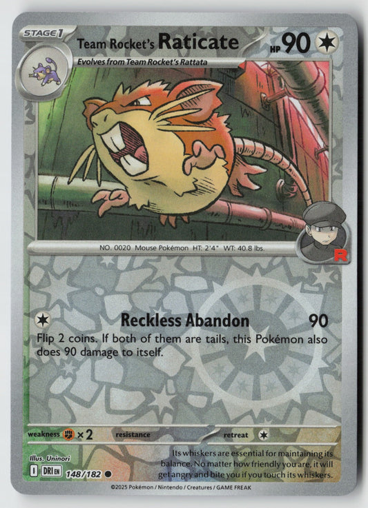 Team Rocket's Raticate 148/182 SV10: Destined Rivals Common Reverse Holo NM yuu